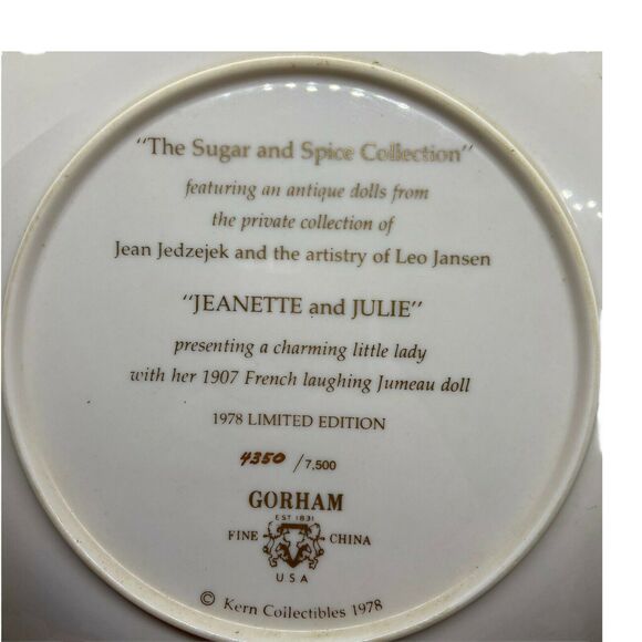 Collector Plate Vtg Gorham Multicolor Jeanette And Julie Sugar Spice Collection - Picture 5 of 14
